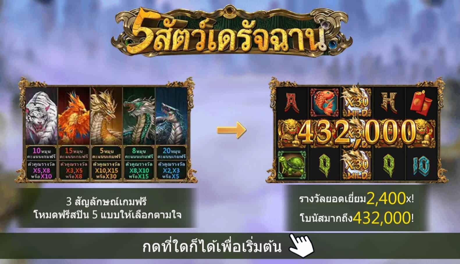 5 God Beasts สล็อตค่าย Askmebet Slot1234 Joker