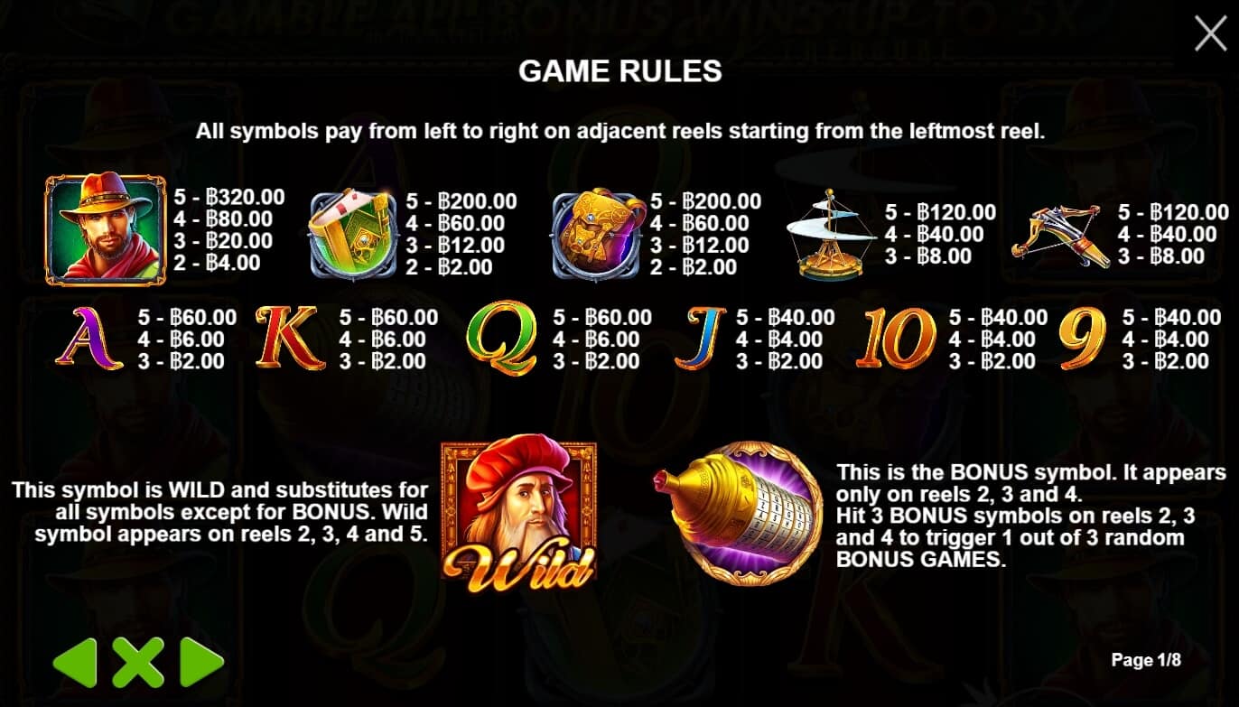 Da Vinci's Treasure  เกมสล็อต เว็บตรง จากค่าย Pragmatic Play joker slot 888