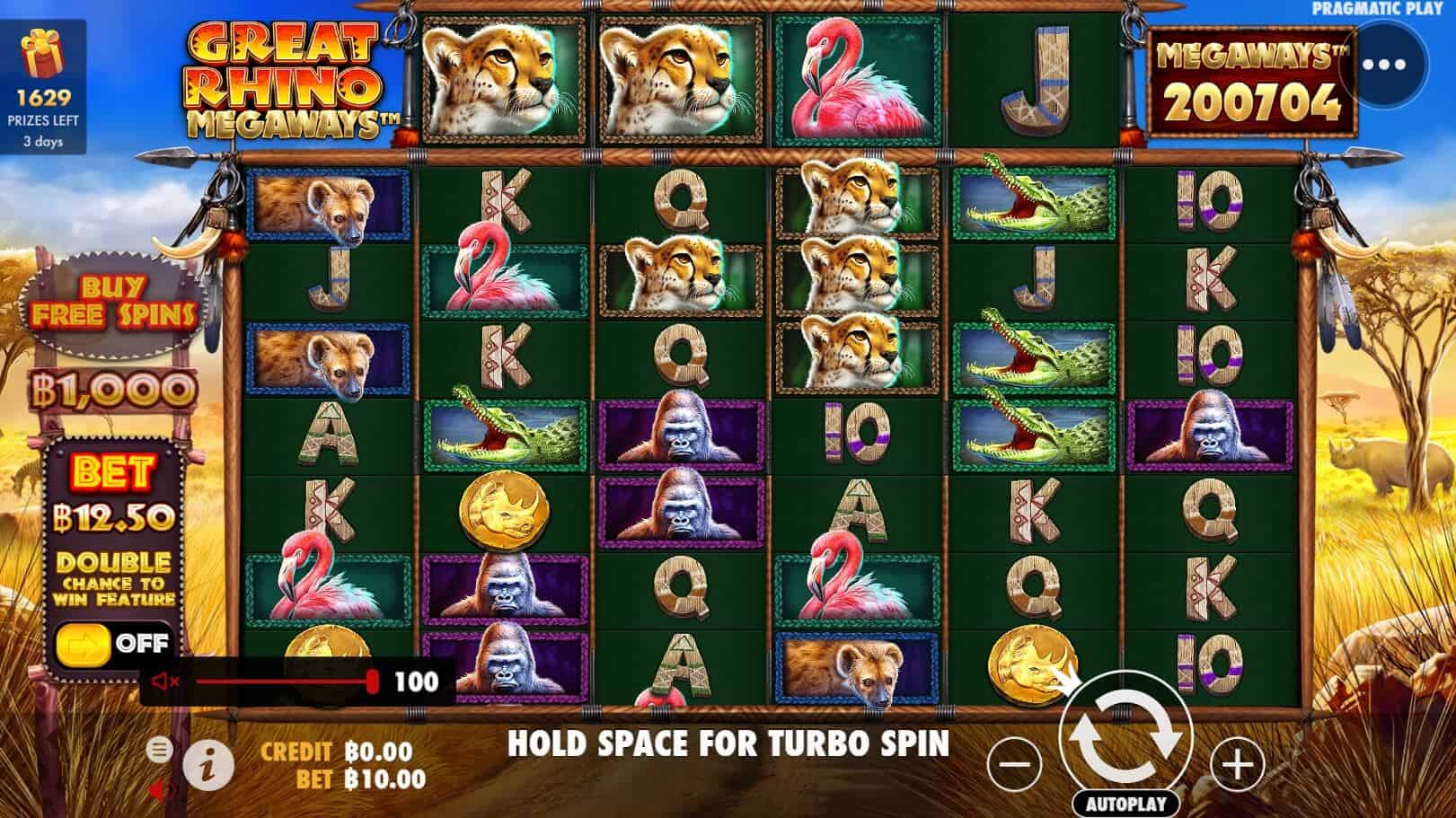 Great Rhino Megaways เกมสล็อต เว็บตรง จากค่าย Pragmatic Play joker123th